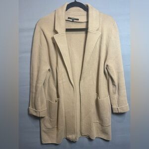Quince 100% Organic Cotton Knit Blazer Cardigan, Camel, Size M